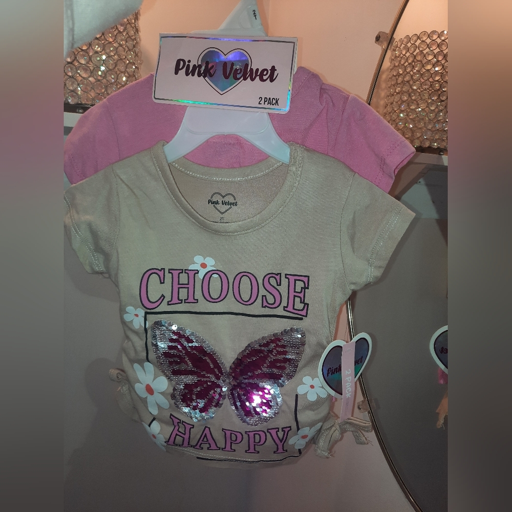 Pink Velvet Butterfly Sequin T-Shirt Pack - Picture 4 of 6